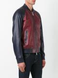 contrasted leather bomber jacket