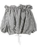 Gingham off-shoulders blouse