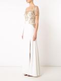 gold-tone embroidery long dress