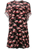 flamingo print sheer dress