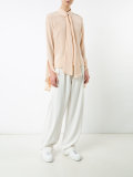 flare-sleeve bow blouse