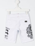 skull print denim shorts 