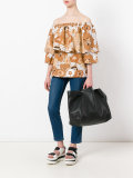 embossed logo tote bag