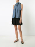 chambray tie neck halter top