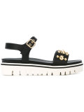 gold stud embellished sandals