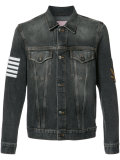 striped print denim jacket