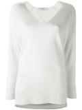 collarless V-neck jumper