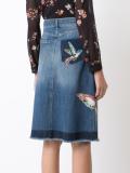 bird patches denim skirt