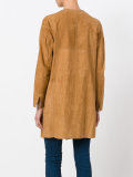 patchwork coat with zip and press stud fastening