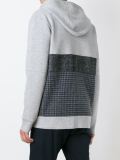 mixed material zip-up hoodie