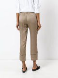 piped trim cropped trousers
