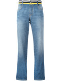 striped waistband straight jeans