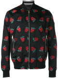 embroidered strawberries bomber jacket