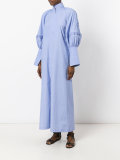 puffed sleeve maxi shirt dress