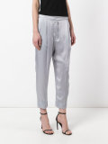 contrast stitching cropped trousers