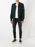 frayed cuffs bomber jacket