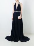 embellished trim pleated gown