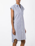 pleated pinstripe shirt dress
