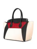 contrast panel tote bag