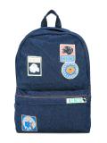 multi-patch denim backpack