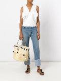 Pom pom straw tote 