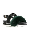 rabbit fur trim sandals 