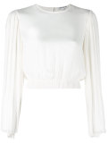 pleated sleeve cropped blouse