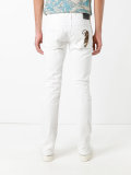 tiki tiger embroidered chino fit jeans