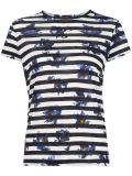 Falling Flower print striped T-shirt