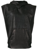 sleeveless leather hoodie