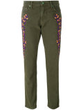 embroidered slim-fit trousers