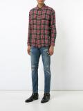 crinkle-effect checked shirt