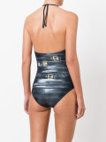 chain and leather illusion swimsuit