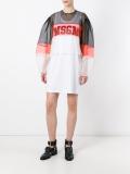 logo print mesh dress