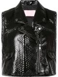 sleeveless textured biker jacket