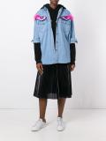 glitter eye appliqué denim shirt