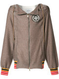 striped detail zipped hoody