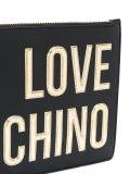 metallic logo zipped clutch