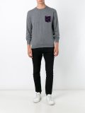crew neck printed pocket jumper
