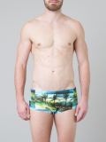 printed swim trunks