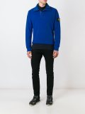 zipped buttoned collar sweatshirt