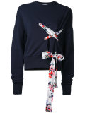 floral ribbon-tie sweatshirt