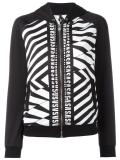 striped print zipped hoodie