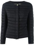 collarless padded zipped jacket