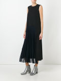pleated front long dress