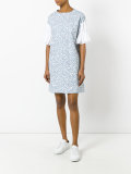 contrast ruffle sleeved dress