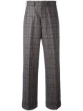 checked wide leg trousers