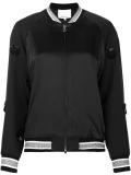 appliqué satin bomber jacket