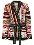 embellished intarsia-knit cardigan