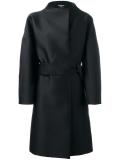 funnel neck belted coat